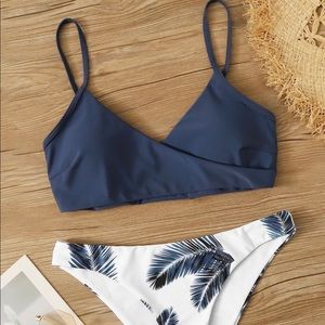SHEIN Palm Print Adjustable Strap Bikini Swimsuit